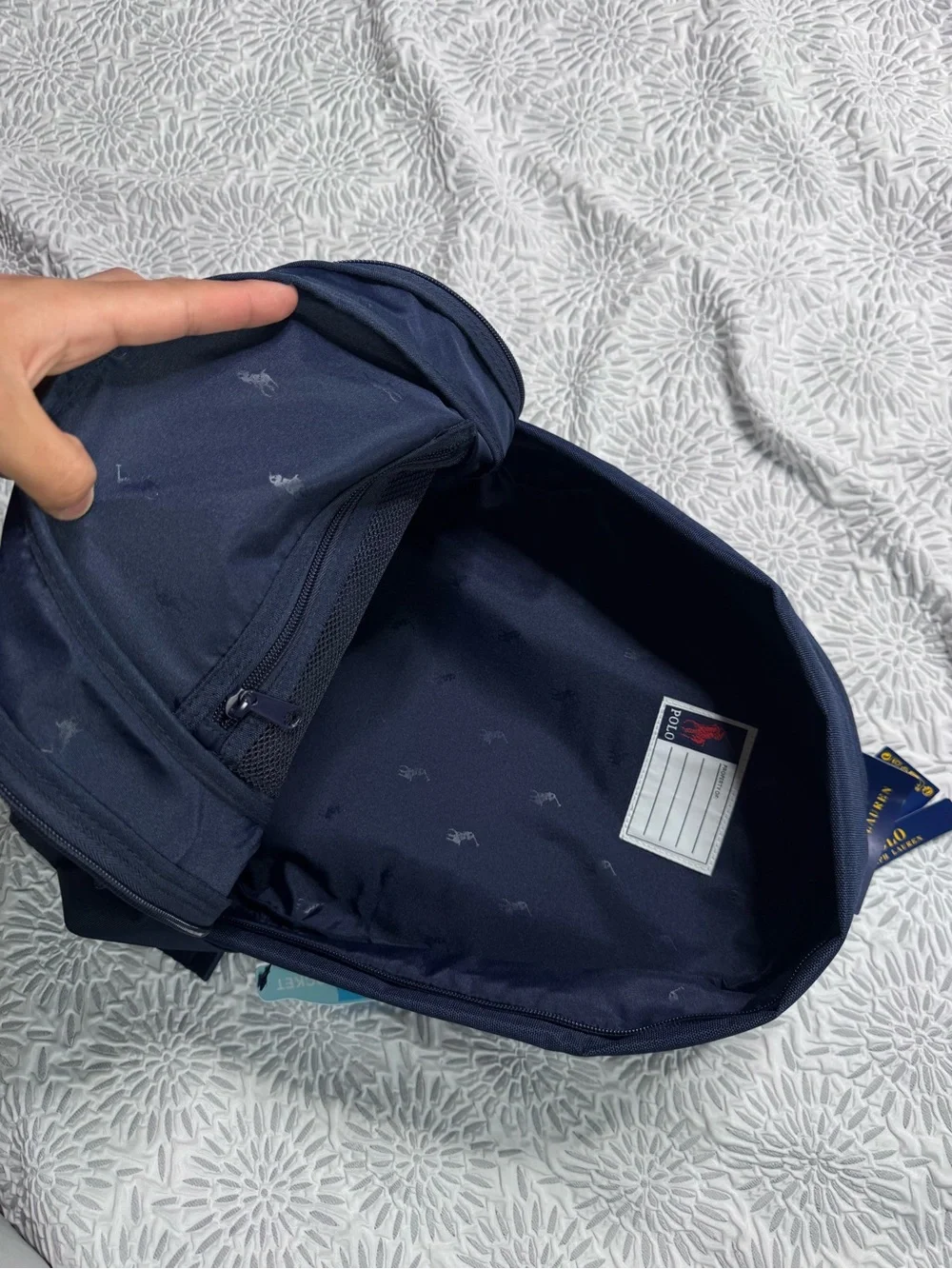 Polo Ralph Lauren Navy Blue Polo Bear Embroidered Backpack Adult / Kids New